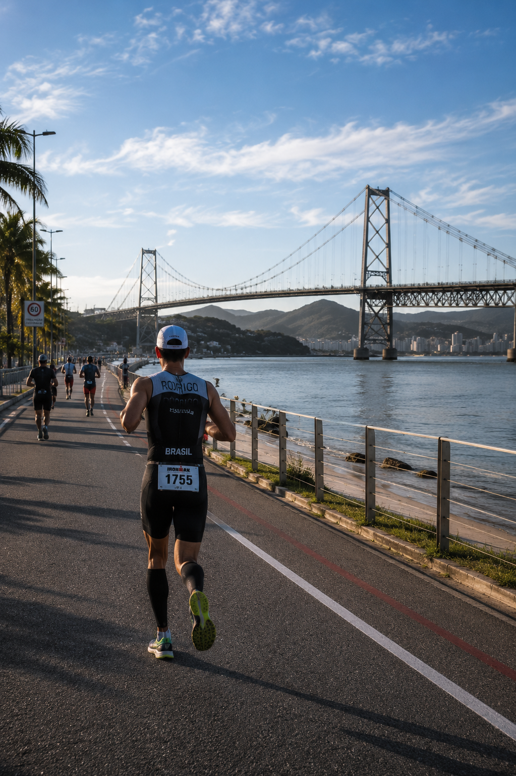 Ilustração da etapa de corrida do Ironman Brasil