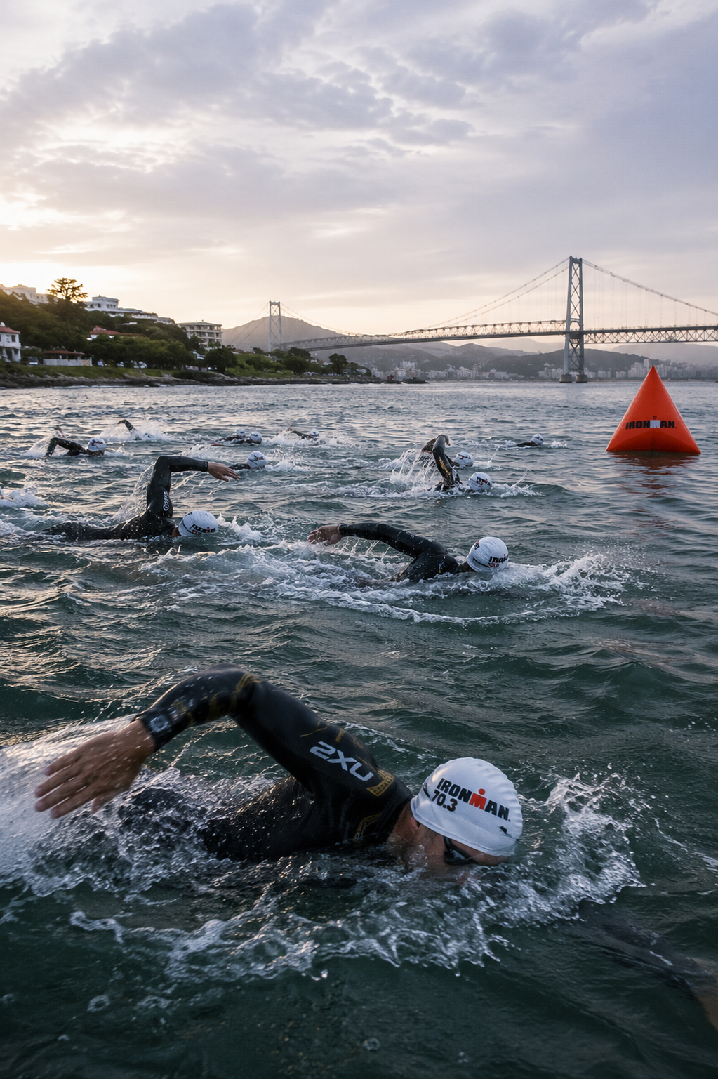 Ilustração da etapa de natação do Ironman Brasil